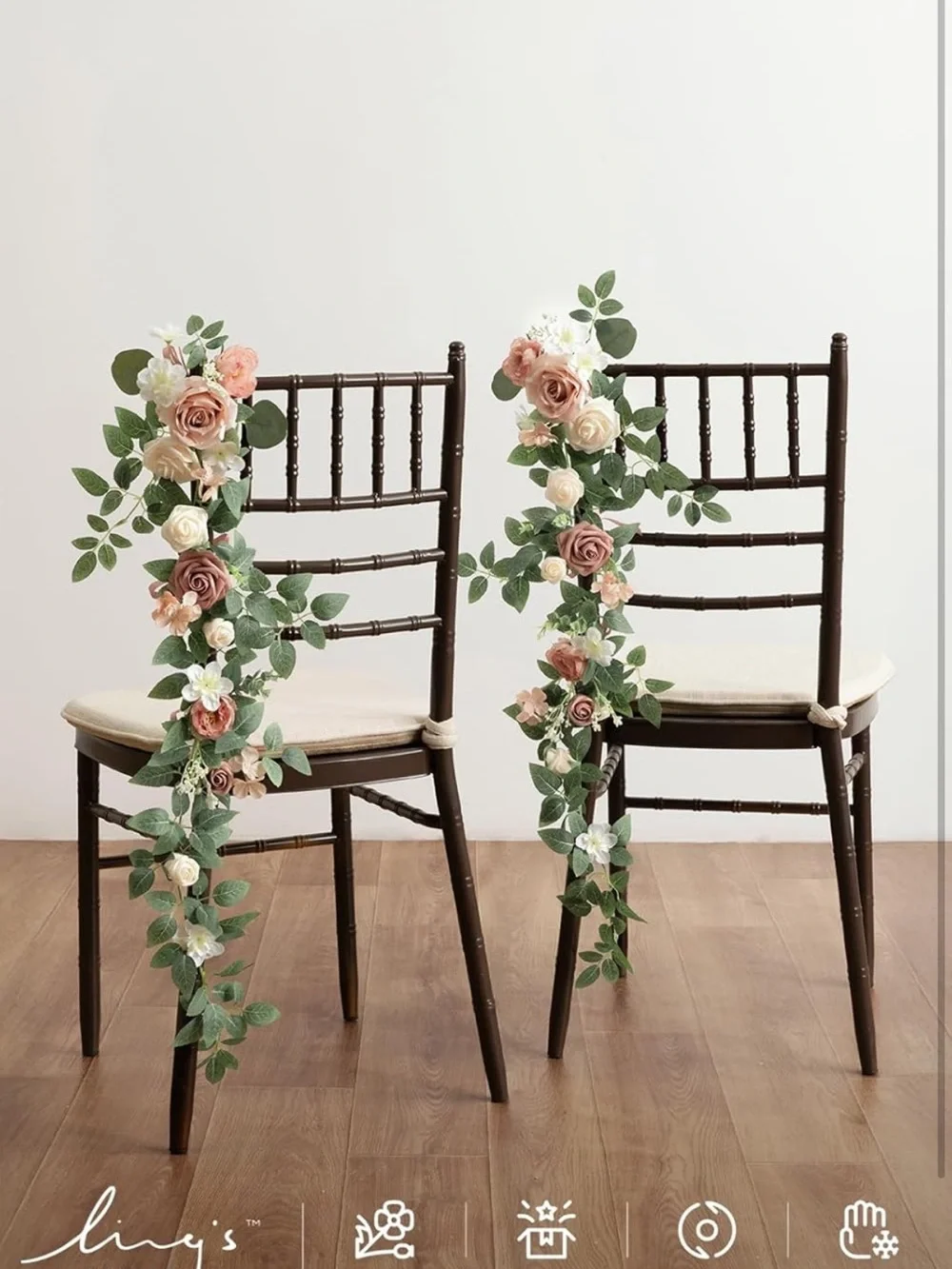 Artificial Rose and Eucalyptus Chair Back Garland - Blush Pink